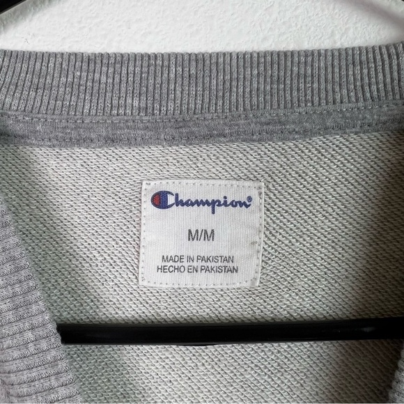 Champion Longsleeve Fleece Crewneck Women's Medium Heather Gray Embroidered Logo - Picture 8 of 8